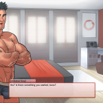 Talking to Super Health Club Kouji in his room