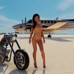 3DXChat naked biker chick shows her plane