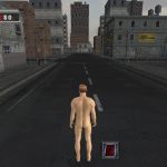 Man standing naked in the city